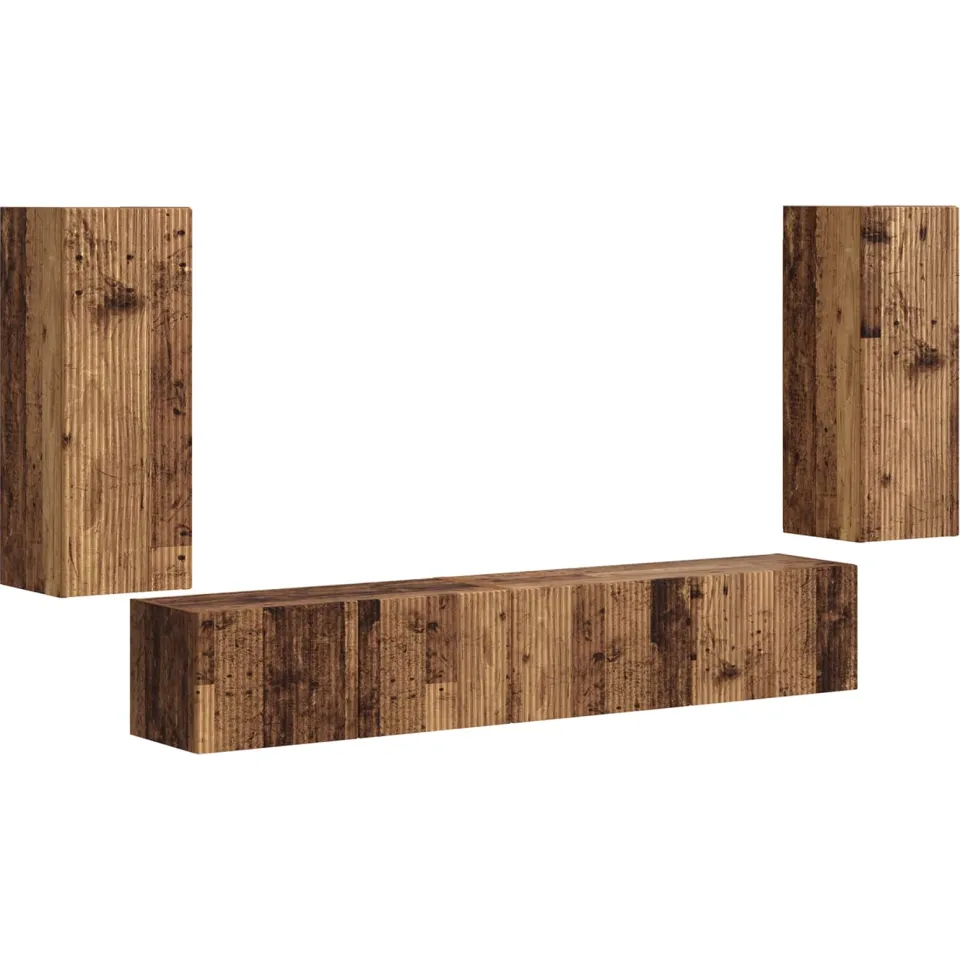 vidaXL Tv-meubelset 4 st Oudhout Bewerkt hout bruin, foto 3