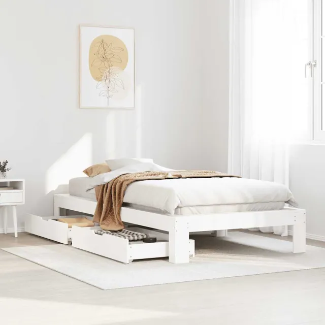 vidaXL Bedframe zonder matras massief grenenhout wit 75x190 cm