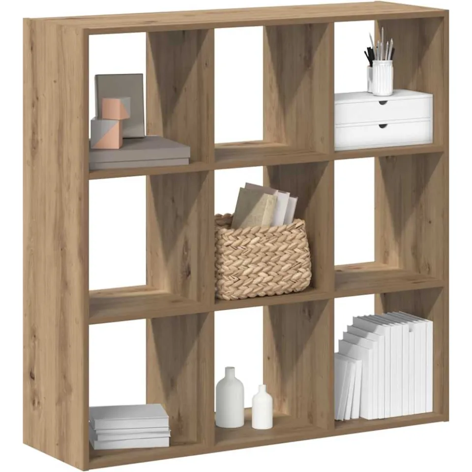 vidaXL Boekenkast 102x32x102 cm bewerkt hout artisanaal eikenkleurig Bruin