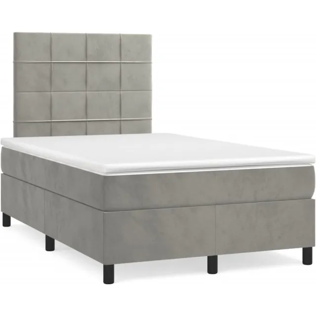 vidaXL Boxspring met matras en LED fluweel lichtgrijs 120x190 cm grijs