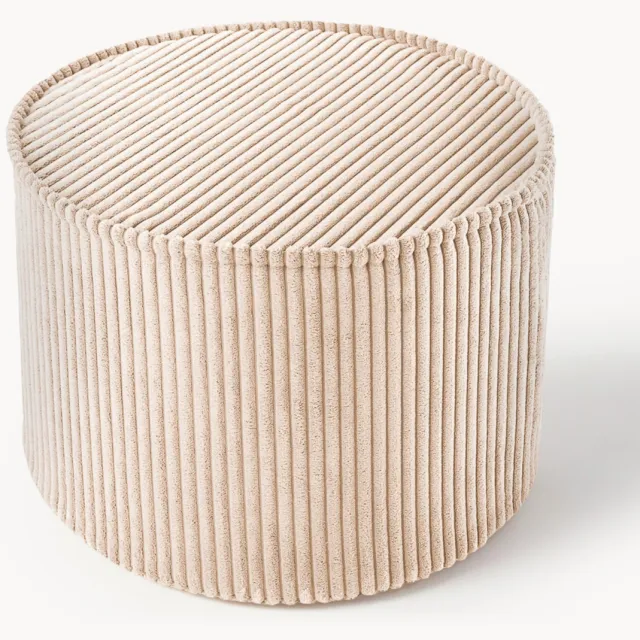 Wigiwama Kinderpoef Sugar van corduroy, Ø 40 cm Beige