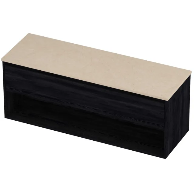 Proline Deck Badmeubelset Hardsteen Met Schap 140x46x55 cm Sand Stone Black Oak Eiken