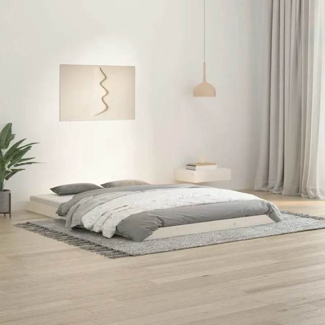 vidaXL Bedframe massief grenenhout wit 135x190 cm