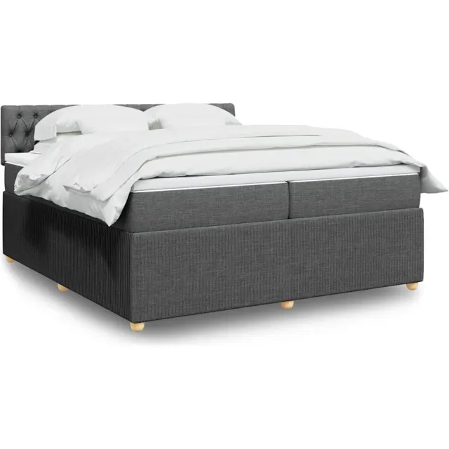 vidaXL Boxspring met matras stof donkergrijs 200x200 cm grijs