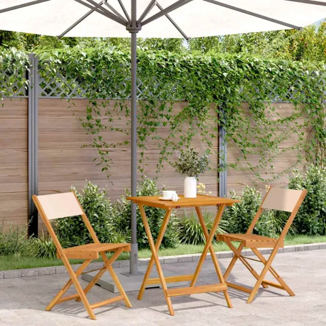 vidaXL 3-delige Bistroset bladpatroon stof en massief hout groen, foto 2