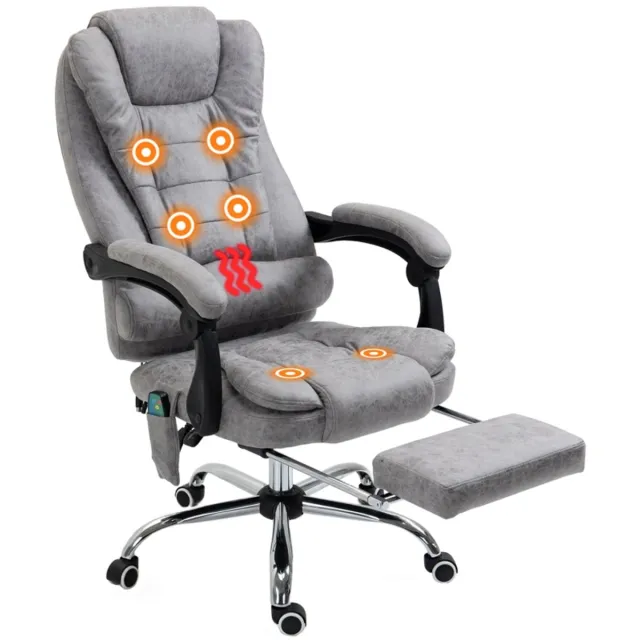 Clruro Bureaustoel - Massage en Warmtefunctie - Ligfunctie en Afstandsbediening - Grijs