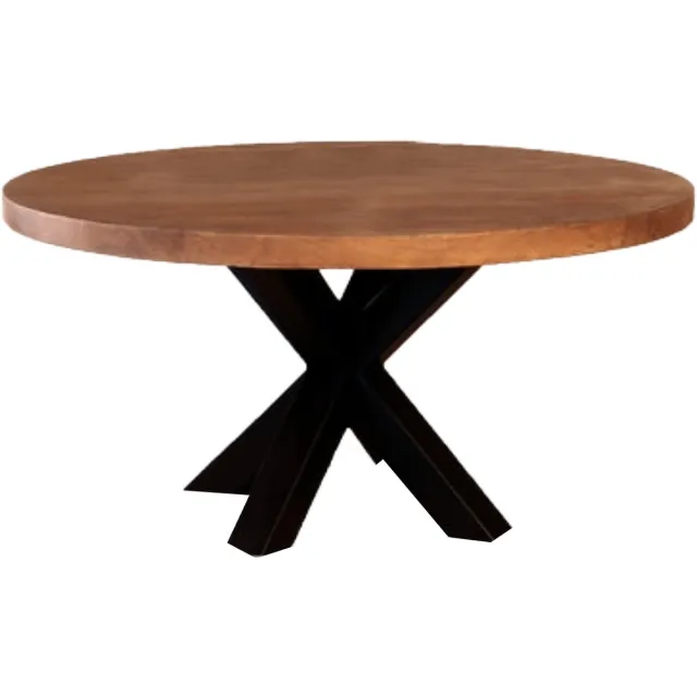 Lizzely Garden & Living Salontafel rond walnoot mangohout 90cm Jesse side table duurzaam hout mango bijzettafel
