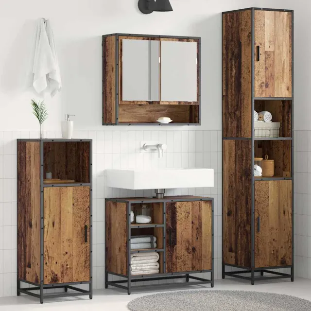 vidaXL Badkamermeubelset 3 st Oud Hout 35 x 37,5 x 188,5 cm bruin, foto 2