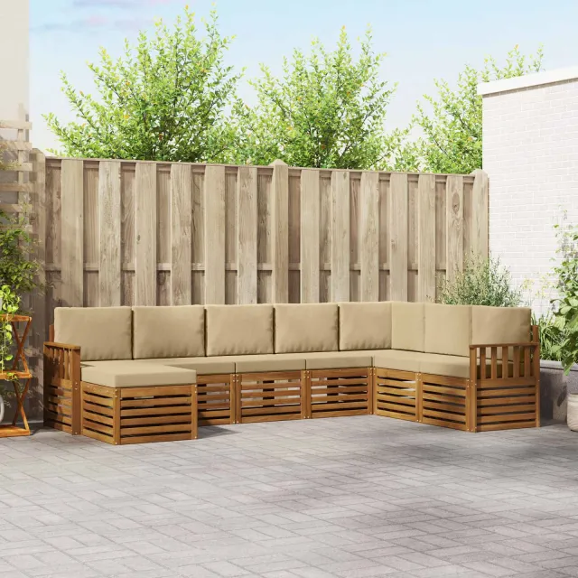 vidaXL Buiten bankenset 8 st 8-zits Natuurlijk en Beige