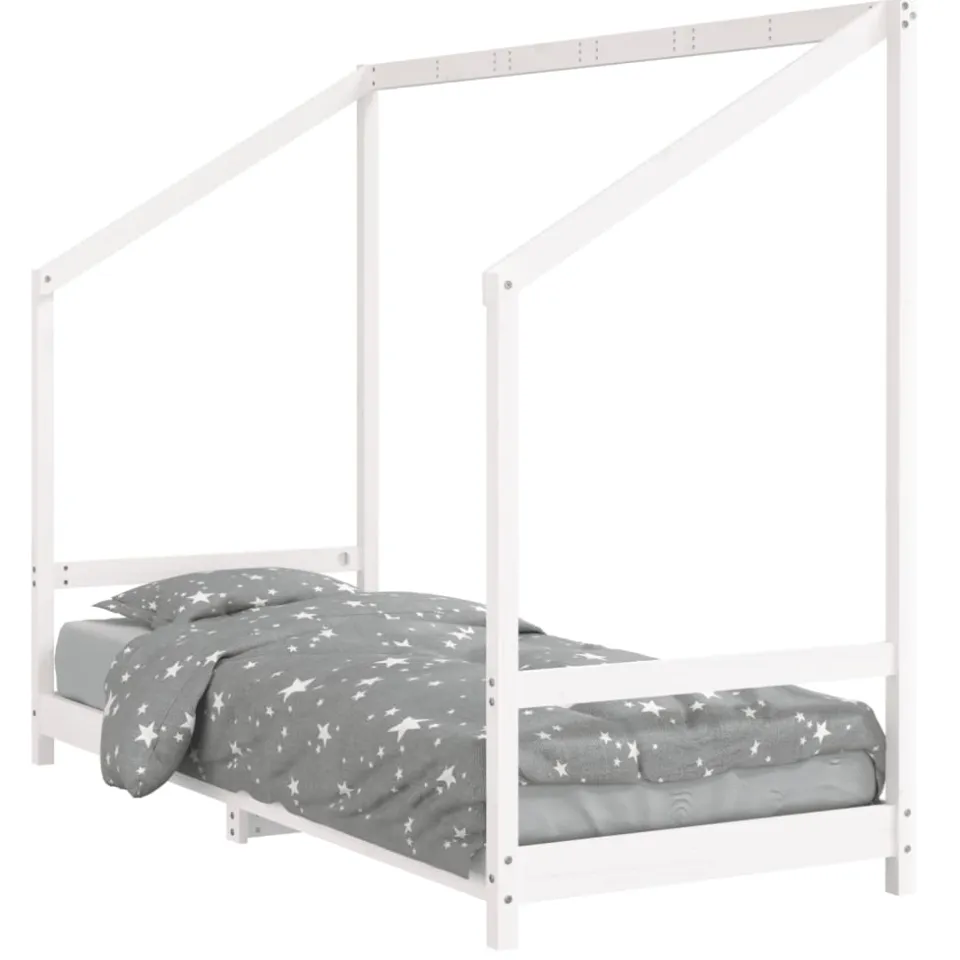 vidaXL Kinderbedframe 80x200 cm massief grenenhout wit, foto 3