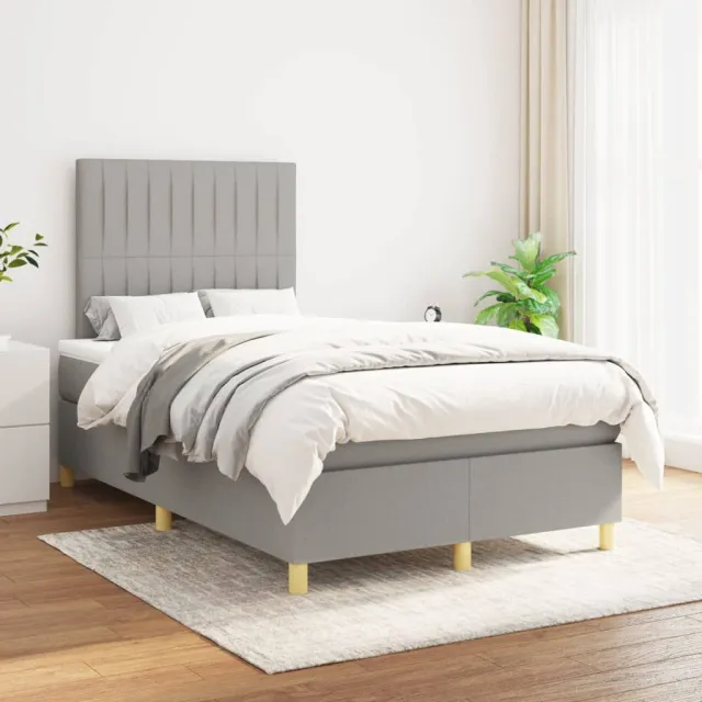 vidaXL Boxspring met matras stof lichtgrijs 120x200 cm grijs