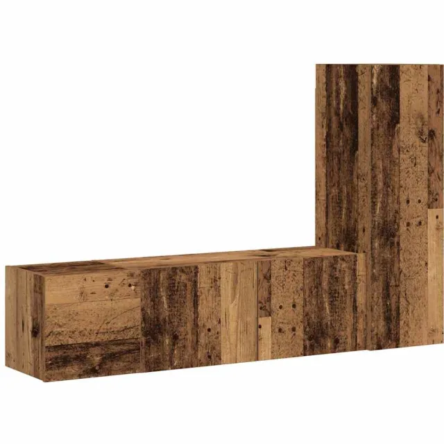 vidaXL Tv-wandkasten 3 st bewerkt hout oud houtkleurig Bruin