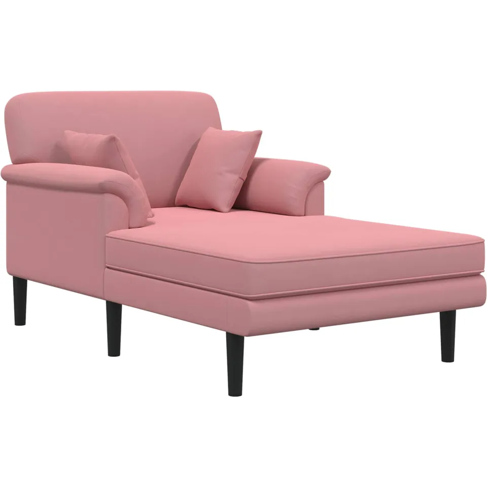 vidaXL Chaise longue Roze fluweel, foto 3