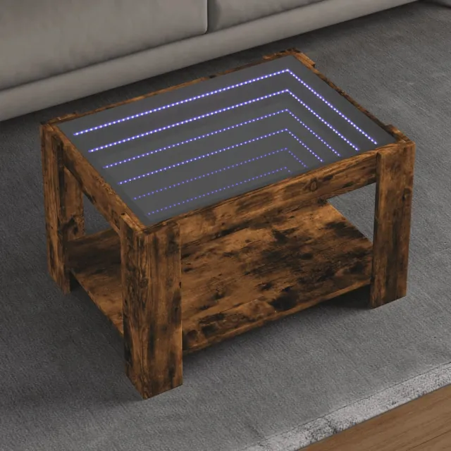 vidaXL Salontafel met LED 73x53x45 cm bewerkt hout gerookt eikenkleur Bruin
