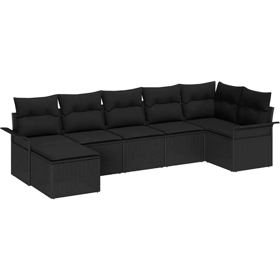 vidaXL Tuin Sofa Set 7 st Zwart poly rattan