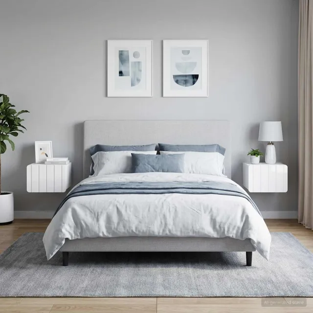 vidaXL Wandbeugel Bedkast 2 st Hoogglans Wit 33 x 34,5 x 24 cm