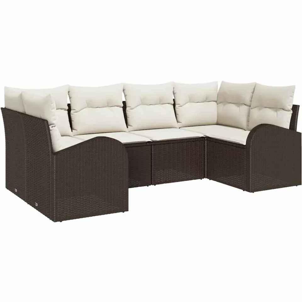 vidaXL Tuin Sofa Set 6 st 6-zits Bruin poly rattan