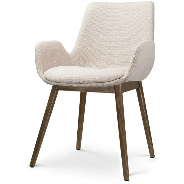 Nolon Nio-Eef eetkamerstoel beige - walnoot houten onderstel