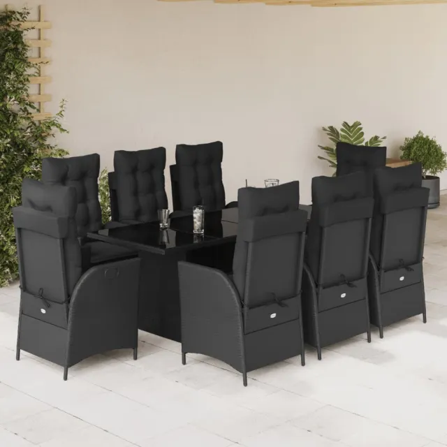 vidaXL 9-delige Tuinset poly rattan zwart, foto 2