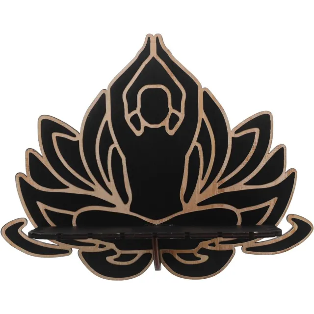 VHV Wandplank - Zwevende plank - Houten wandrek - Lotus vorm - Wanddecoratie - Voor slaapkamer, woonkamer en keuken - Voor kaarsen en decoratie - Zwart