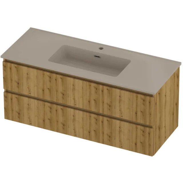 Proline Tribute Badmeubelset Porselein Elegant 1 Kraangat 120x46x54 cm Mat Crème Cotton Urban Oak Eiken