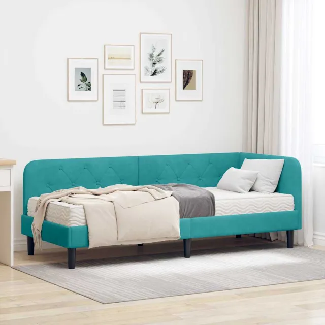 vidaXL Hoekbedframe Turquoise 80 x 200 cm Fluweel