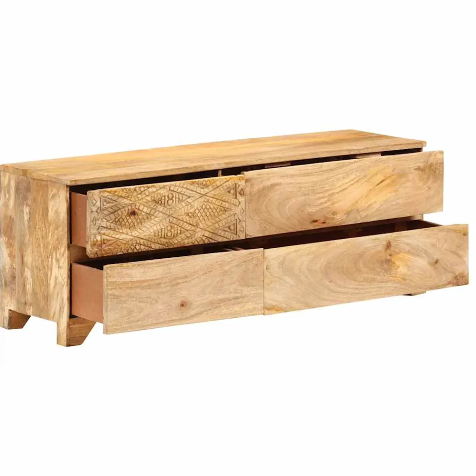 vidaXL Tv-meubel 110x30x40 cm massief mangohout bruin, foto 4