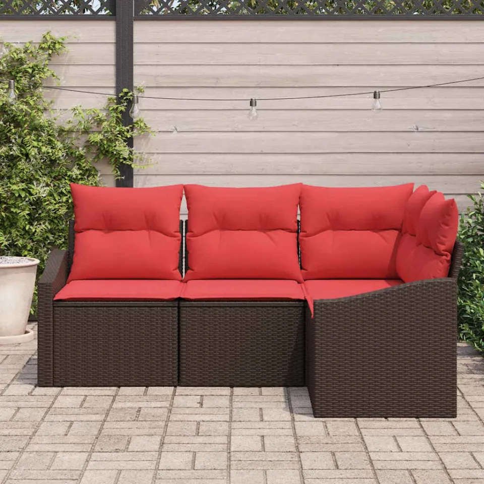 vidaXL Bankstel 4 st Bruin poly rattan, foto 3