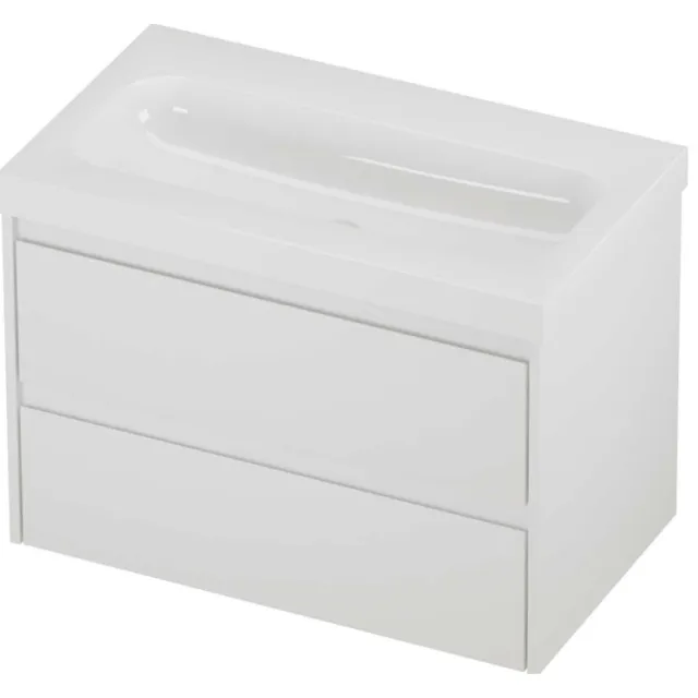 Proline Haga Badmeubelset Polystone Mezza Zonder Kraangat 80x46x58 cm Glans Wit Mat Wit