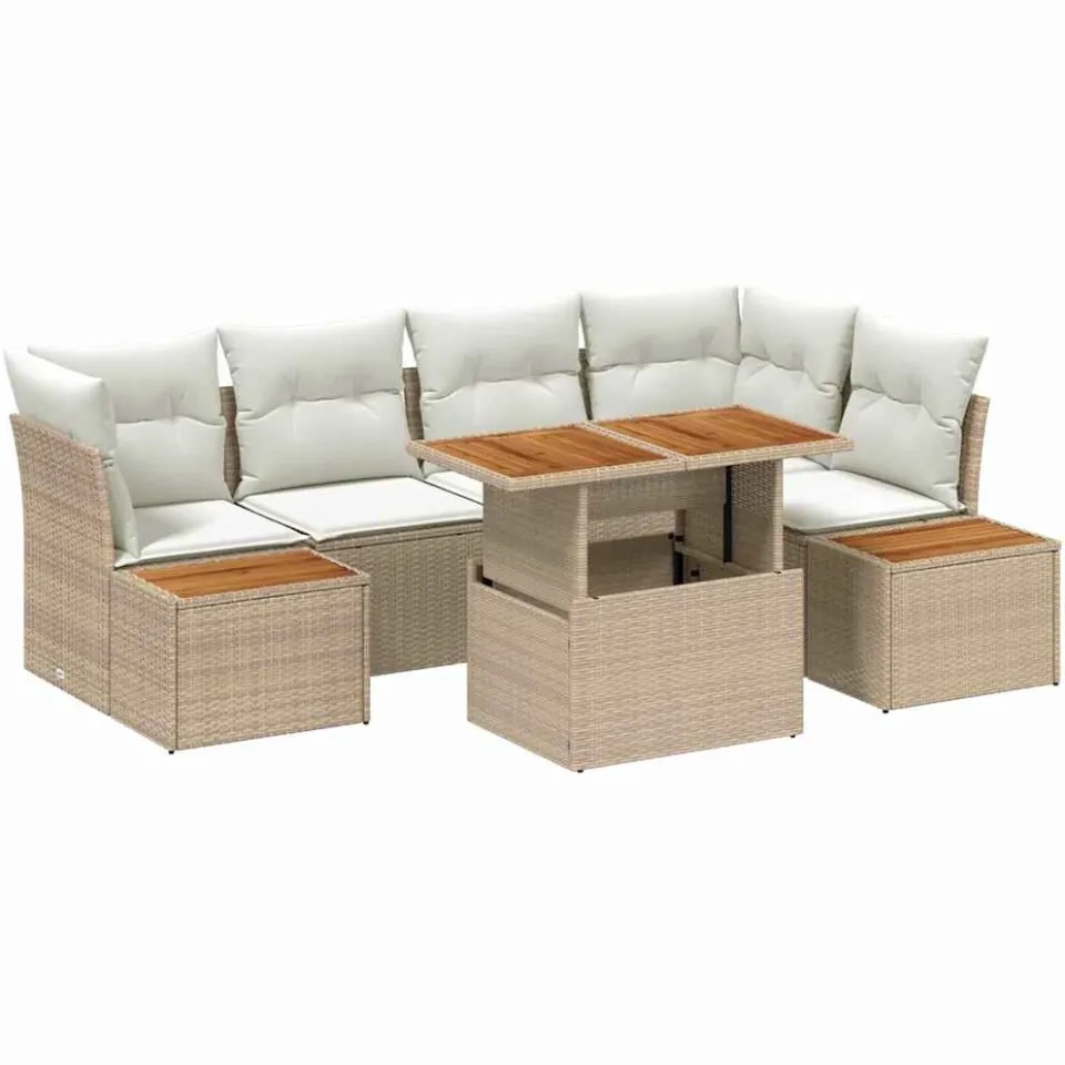 vidaXL Tuin Sofa Set 10 st Beige Poly riet