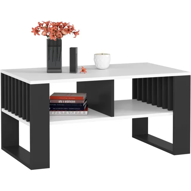 Akord Salontafel Koffietafel ROCKFORD / Wit - Zwart / 92x45x53 cm