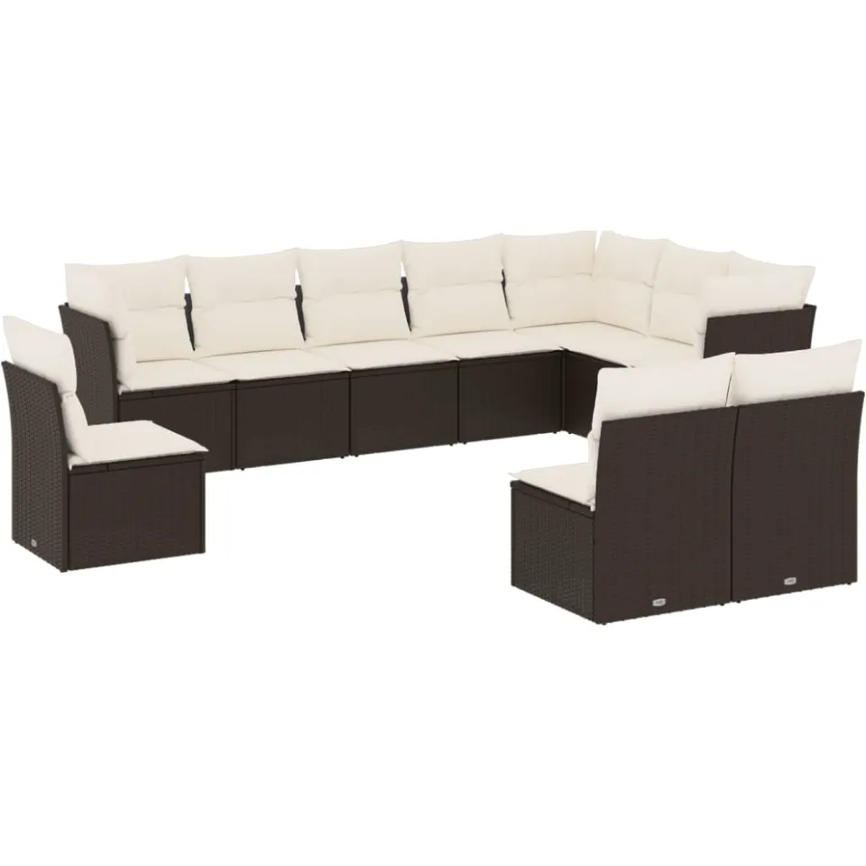 vidaXL 10-delige Loungeset met kussens poly rattan zwart, foto 3