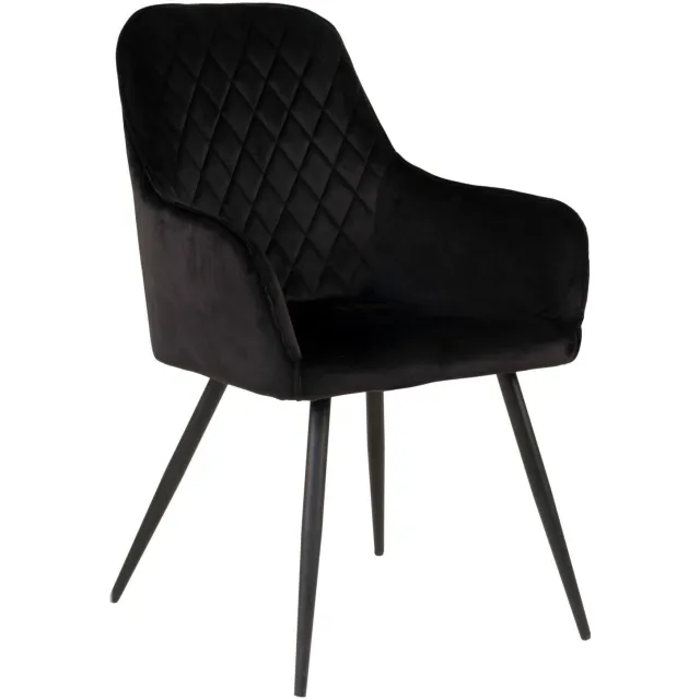 QUVIO Fluwelen eetkamerstoel- Zwart - Set van 2