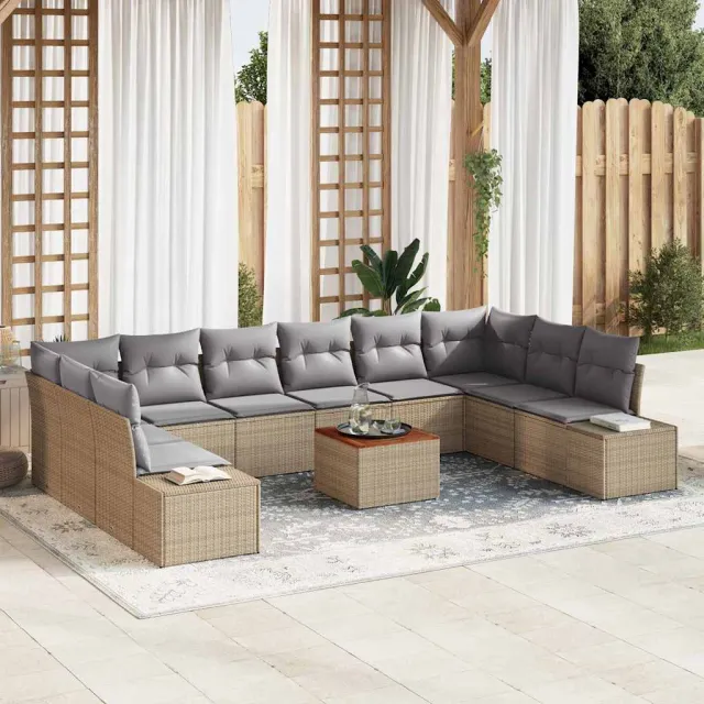 vidaXL Tuin Sofa Set 11 st beige en lichtgrijs