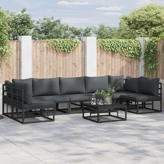 vidaXL Tuinbankenset 8 st Zwart Aluminium, foto 2