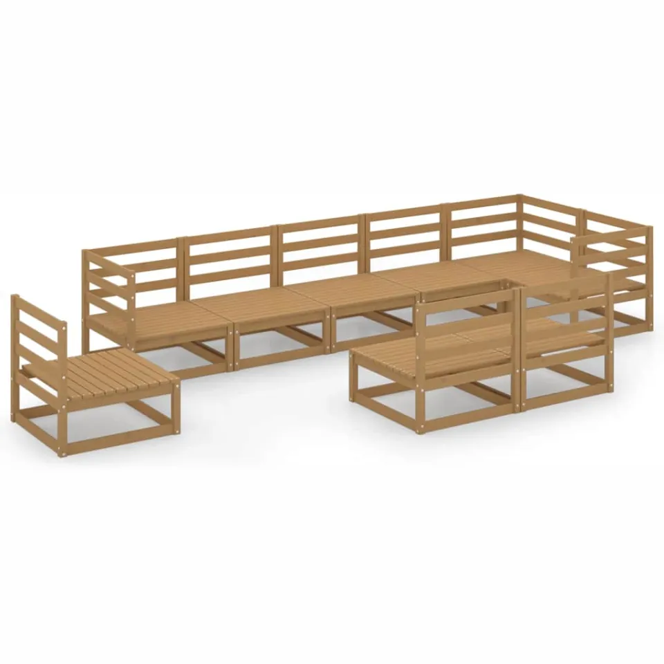vidaXL 9-delige Loungeset massief grenenhout honingbruin bruin, foto 3