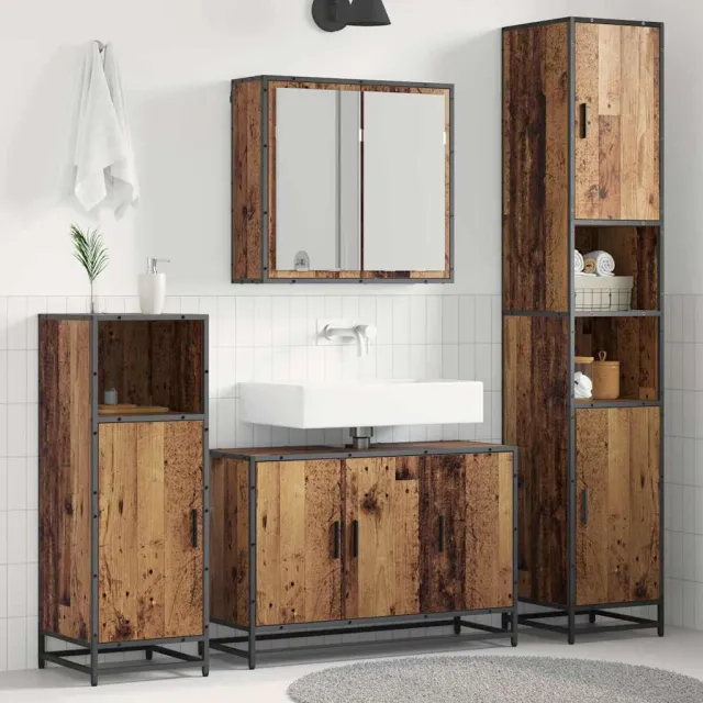 vidaXL Badkamermeubelset 3 st Oud Hout 90 x 33 x 60 cm Bewerkt hout bruin, foto 2