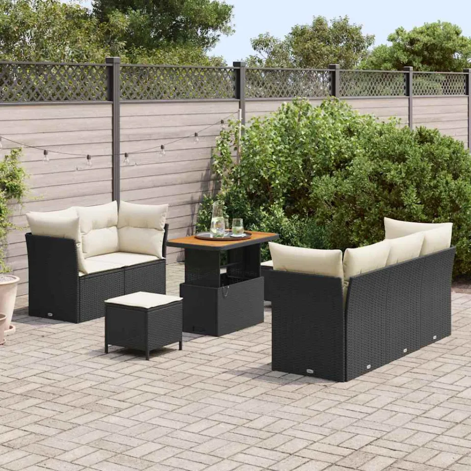 vidaXL Tuin Sofa Set 8 st Zwart poly rattan, foto 2