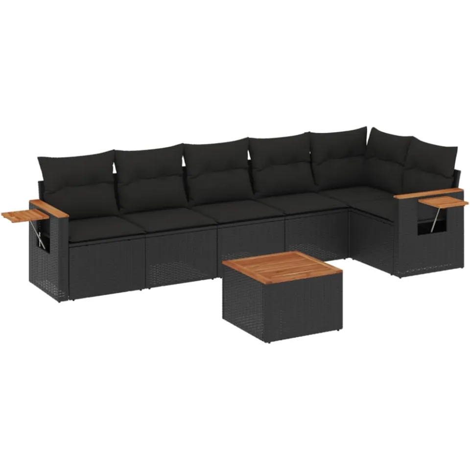 vidaXL Patio Sofa Set 6-zits Black, foto 3