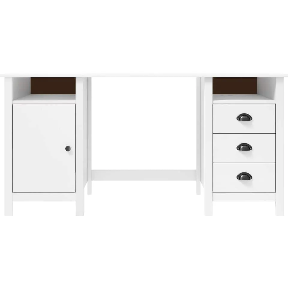 vidaXL Bureau Hill 150x50x74 cm massief grenenhout wit, foto 2