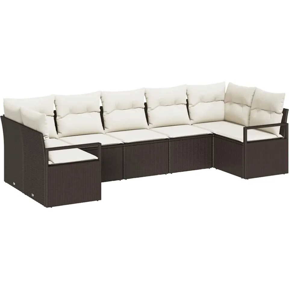 vidaXL Bankstel 7 st Bruin poly rattan