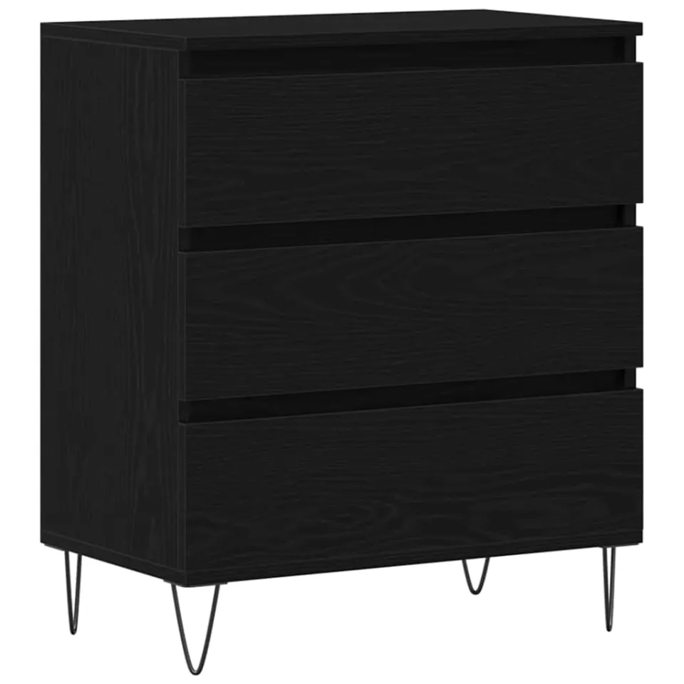 vidaXL Dressoir Zwart Eiken 60 x 35 x 70 cm Bewerkt hout, foto 3