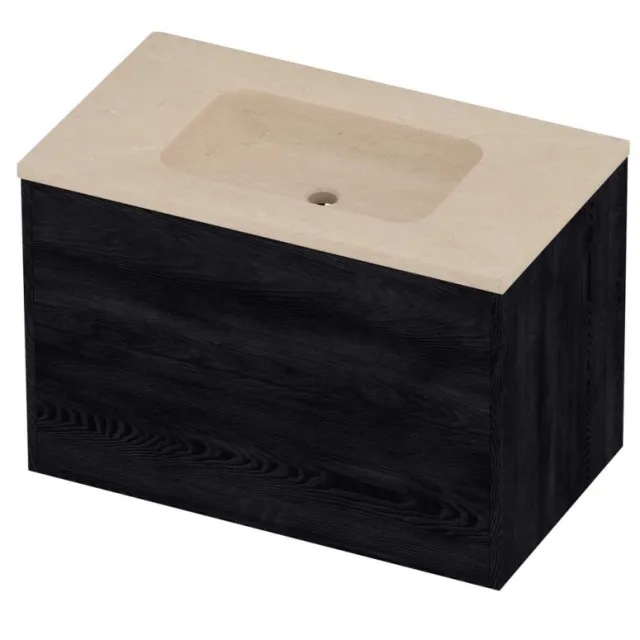 Proline Rollo Badmeubelset Hardsteen Elegant In Kader 80x46x54 cm Sand Stone Black Oak Eiken