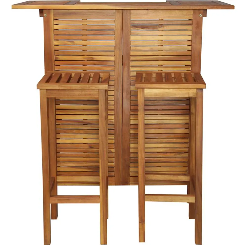 vidaXL 3-delige Bartafel en -stoelenset massief acaciahout bruin, foto 4