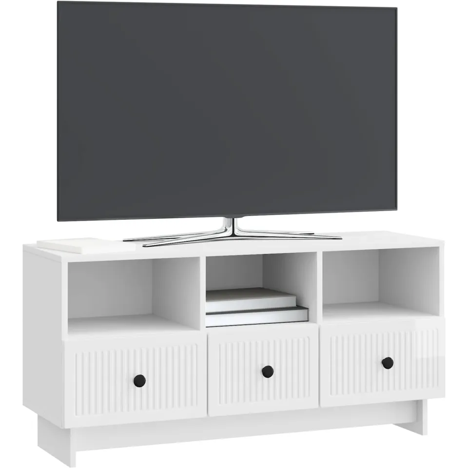 vidaXL TV-kast met lade Hoogglans Wit 102 x 34,5 x 50 cm Bewerkt hout