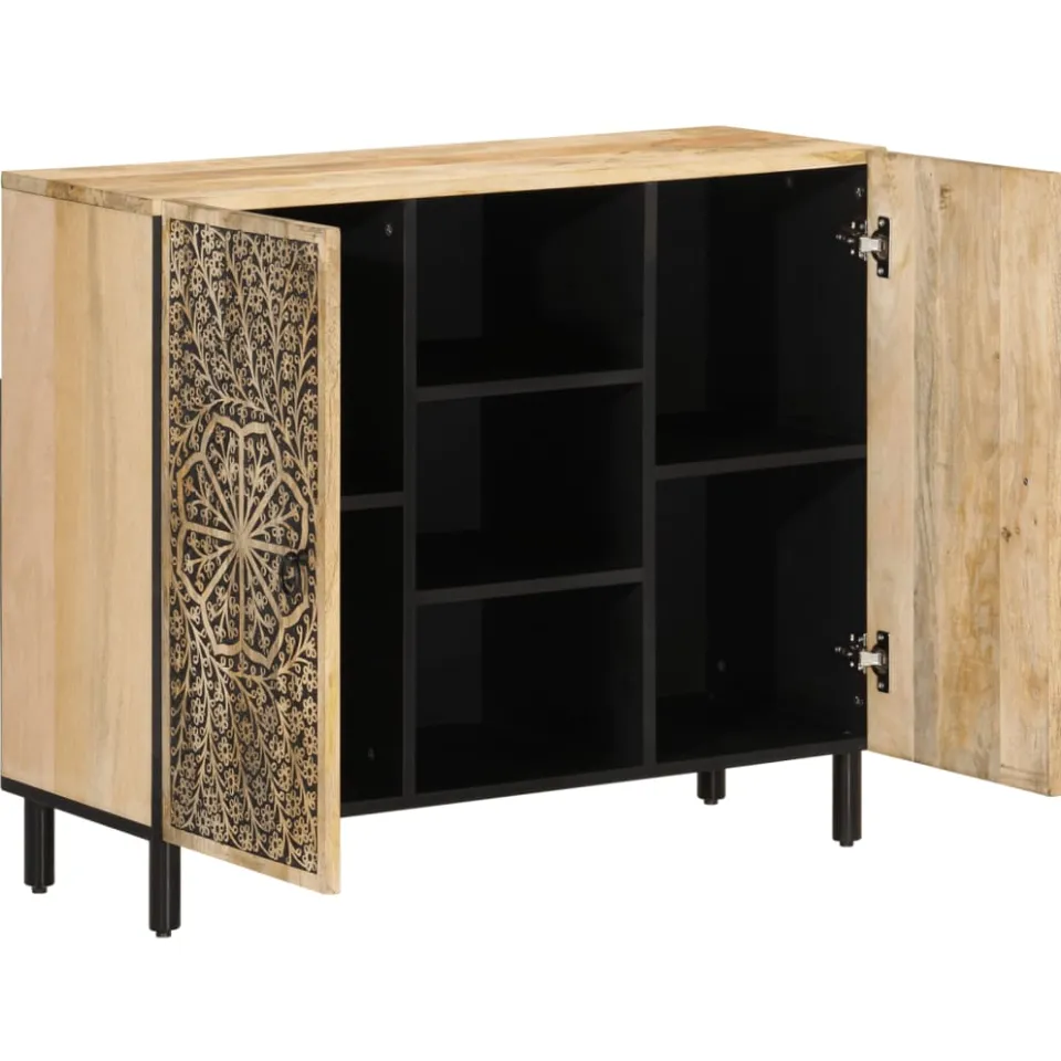 vidaXL Bijzetkast 90x33x75 cm massief mangohout bruin, foto 2