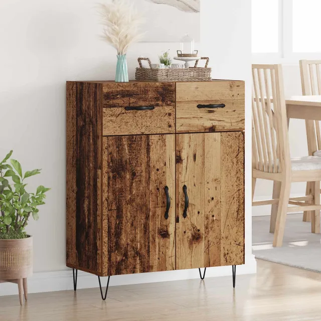vidaXL Dressoir Oud Hout 69,5 x 34 x 90 cm Bewerkt hout bruin, foto 2
