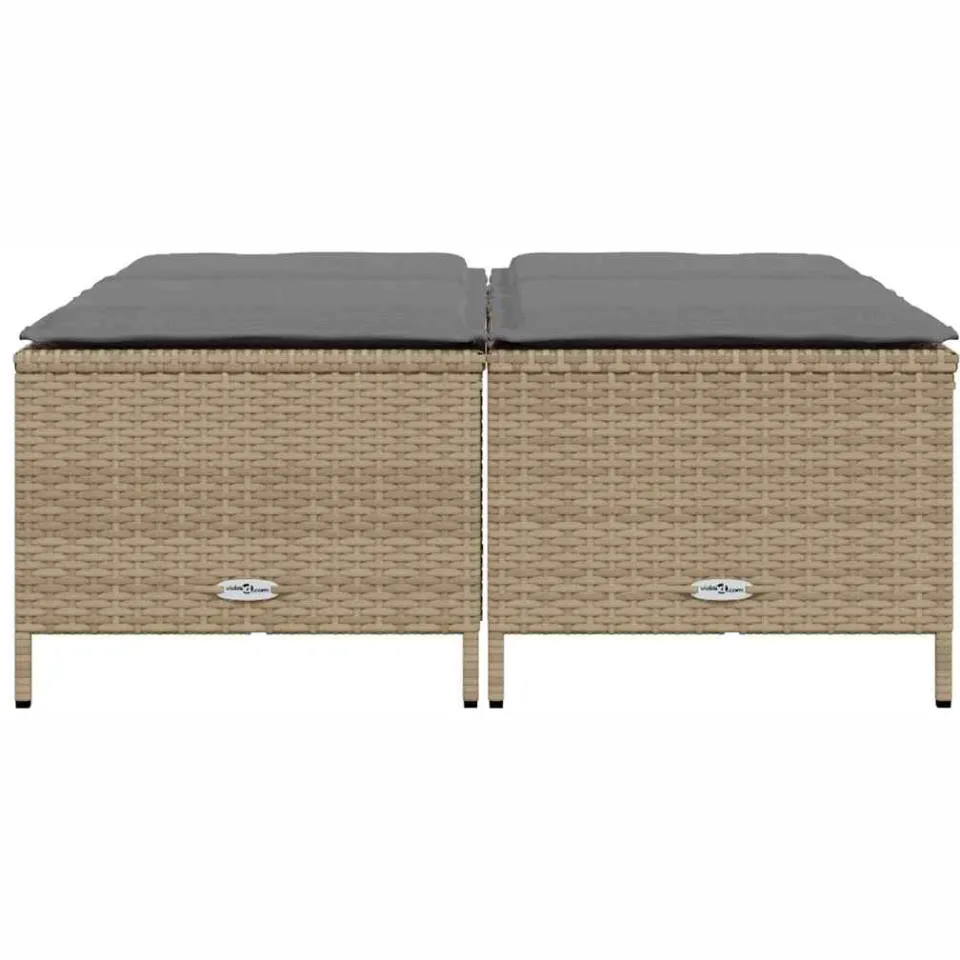 vidaXL Tuinkrukken met kussens 4 st poly rattan beige, foto 3
