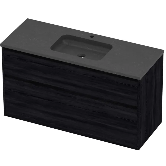 Proline Rollo Badmeubelset Hardsteen Elegant 1 Gat 120x46x67 cm Blue Stone Black Oak
