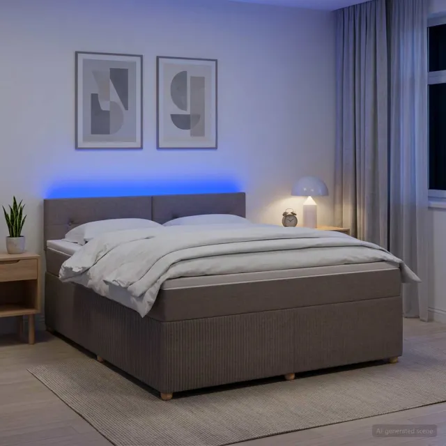 vidaXL Boxspringbed met matras met hoofdeinde Taupe 140 x 200 cm Stof